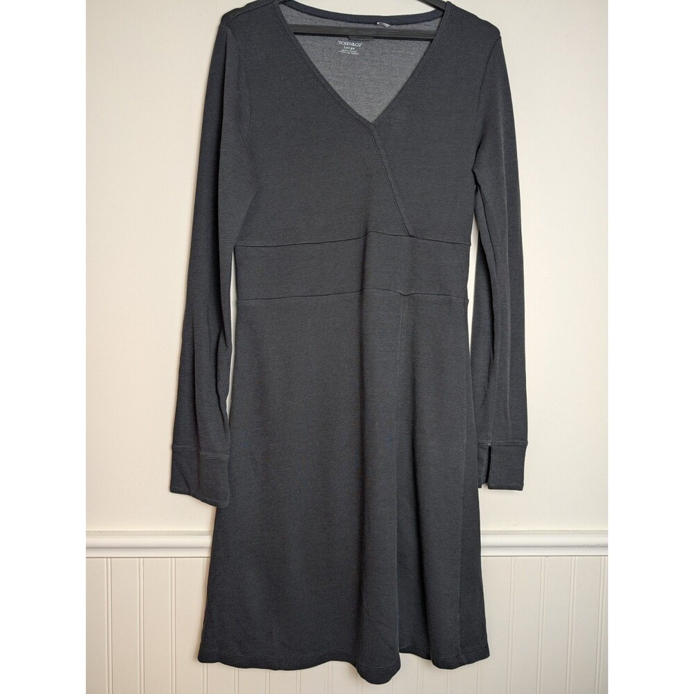 Toad And Co Finlay Dress Women's Size Large Charcoal Long Sleeve Zippered Pocket